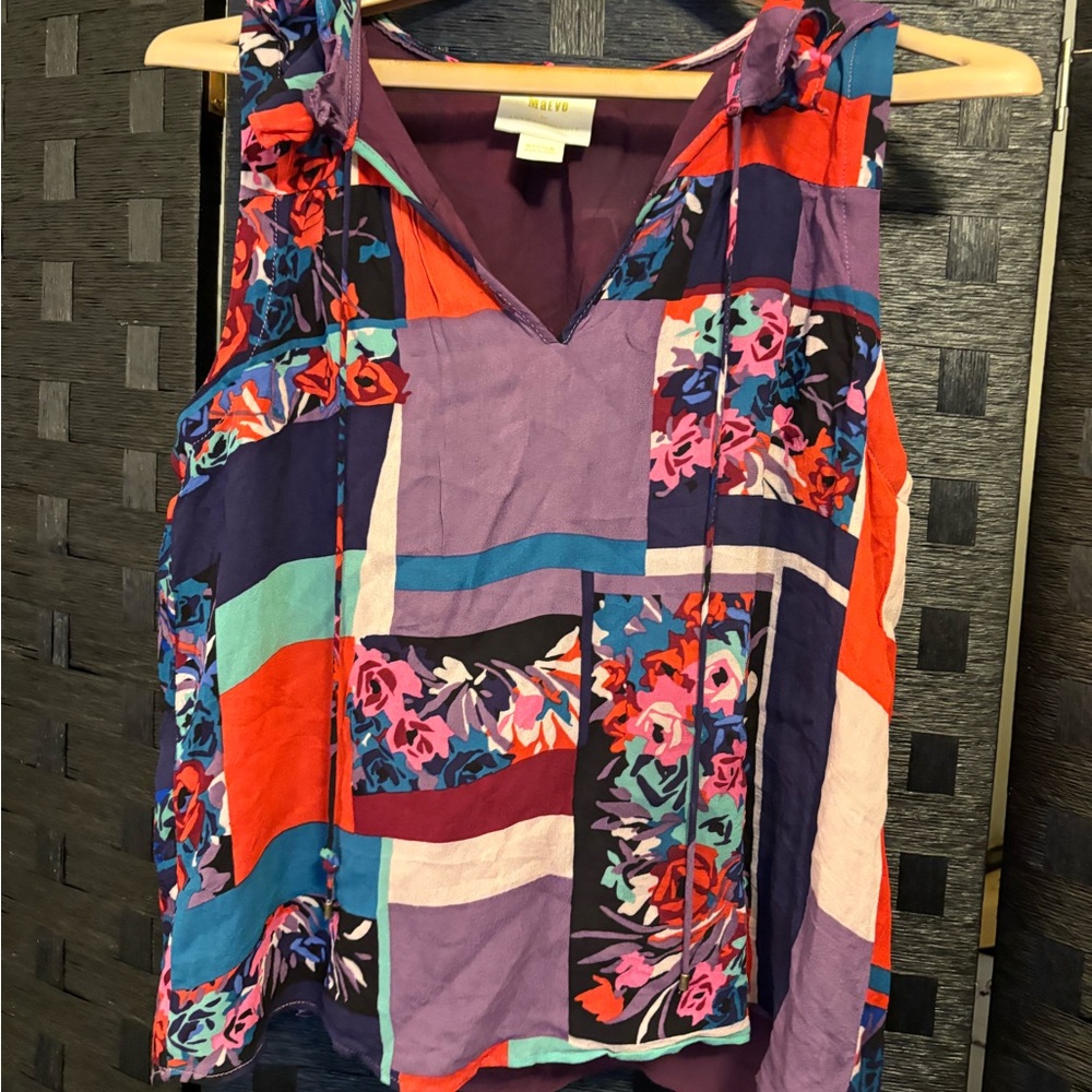 Anthropologie Med. Colorful Patchwork Sleeveless Top